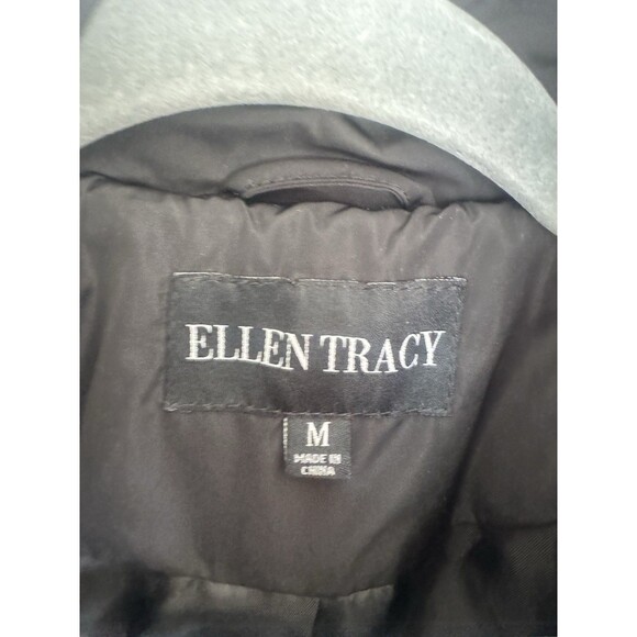 Ellen Tracy Quilted Jacket Black Zipped Medium Winter Spring Fall - Picture 3 of 11